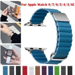 Lien en cuir pour Apple Watch Band Bracelet à boucle magnétique d'origine iWatch Series 8 Ultra
