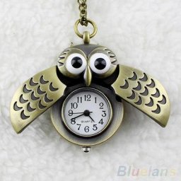 Montre de poche rétro en Bronze longue chaîne pendentif hibou montre de poche