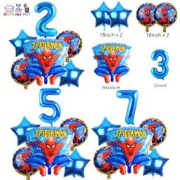 Ballon à Hélium Thème Araignée pour Anniversaire Hutte Bleue Ensemble de 6 Pièces 32 Pouces