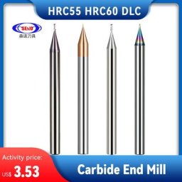 SENO – Micro-fraise à queue carrée en aluminium HRC55 HRC60 2 cannelures 0.2-0.9mm tige plate