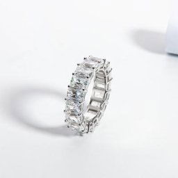 LESF-Bague de Luxe en Argent Sterling 8.5 avec Diamant Simulé Sona 925 Ct Anneau de Mariage pour
