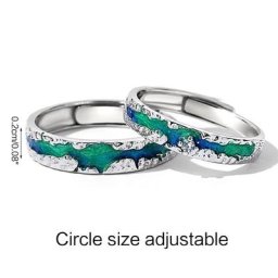 Bagues assorties à Textures irrégulières ajustables aurore bijoux pour femmes et hommes ornement