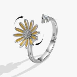 Bague rotative réglable anti-souligné pour femme bague rotative en cristal fleur accessoires de