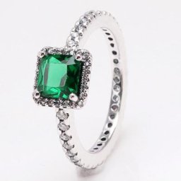 Bague en argent regardé 925 avec cristal vert pour femme bijoux européens fins cadeau de fête de