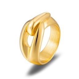 Bague à crochet géométrique simple en acier inoxydable 18 carats pour femme bague en métal doré