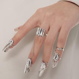 FanYin Anneau d'art d'ongle en métal ensemble anneau de joint de combinaison pour les femmes INS