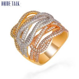 Bride Talk-Bagues de fiançailles cubiques micro pavées CZ brillantes pour femmes bijoux de mariage