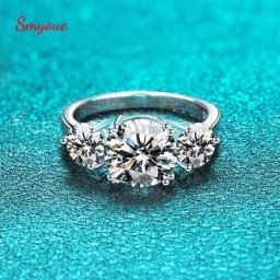 Smyoue – bague en diamant Moissanite pour femme bijou de mariée en or jaune 18 carats en argent