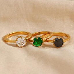 Bague ronde en acier inoxydable pour femme anneau de mariage de fiançailles étanche plaqué or 18