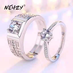 NEHZY-Bague en Argent 925 avec Aiguille en Zircone Cubique pour Homme et Femme Bijoux à la Mode