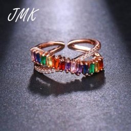 JMK – bagues arc-en-ciel colorées au Design Unique pour femmes bijoux de charme en cristal de
