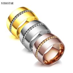 NIBASTAR-Bague classique en cristal pour femme acier inoxydable bijoux fantaisie accessoire de