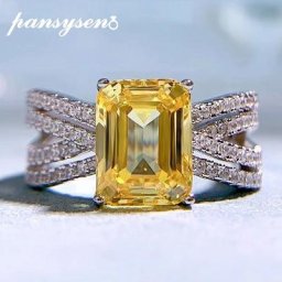 PANSYSEN – bague en argent Sterling 100% pierre précieuse Citrine à haute teneur en carbone 7x9MM