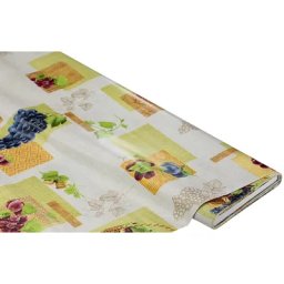 Linge de table épongeable - toile cirée ""raisin"", écru/multicolore