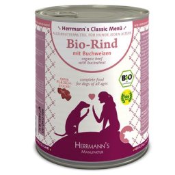 6x800g Classic bœuf bio, sarrasin, fruits (sans gluten) Herrmann's - Nourriture pour chien