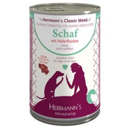 Herrmann's Menu Classic 6 x 400 g pour chien - mouton bio, flocons d'avoine bio, légumes-racines bios