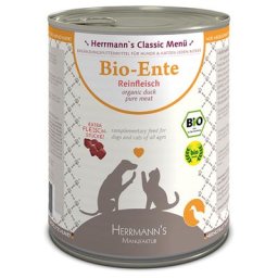 12x800g pur canard bio Herrmann's - Nourriture pour chien