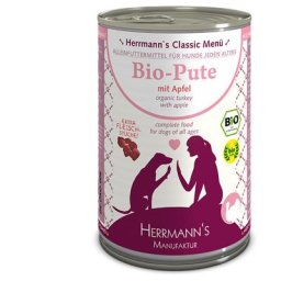 6x400g dinde bio, fruits, légumes Sans céréales Herrmann's - Nourriture pour chien