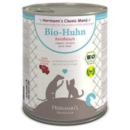 24x800g Pure viande et chat pur poulet bio Herrmann's - Nourriture pour chien