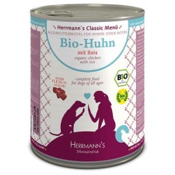 12x800g Classic poulet bio, riz, carottes Herrmann's - Nourriture pour chien