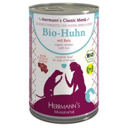 24x400g Classic poulet bio, carottes, riz Herrmann's - Nourriture pour chien