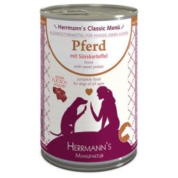 12x400g Sensitive cheval, patates douces Herrmann's - Nourriture pour chien