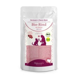 6x85g Herrmann's Menu bœuf bio, potiron, quinoa - Sachet pour chat