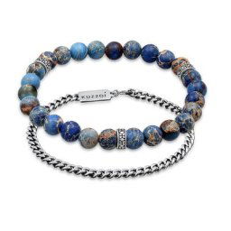 KUZZOI - KUZZOI Bracelet Set de 2 perles pour hommes avec pierres précieuses d'agate en ar 1 unité