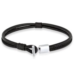 KUZZOI - KUZZOI Bracelet Herren Basic Echtleder Knoten Haken 925er Silber 1 unité