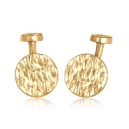 KUZZOI - KUZZOI Boutons de Manchette Hommes Plaquette Ronde Martelée Robuste en Argent Ste bouchon bouteille 1 unité