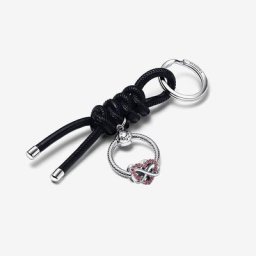 Charm Porte-Clés Similicuir Cœur Rouge Famille et Infini Moments