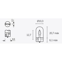 TECNIUM Ampoule T10 12V 3W - x10