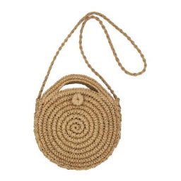 Sac De Paille Rond Sac de Plage d'été Pour Femme en Rotin Bandoulière à Porter à l'épaule Avec