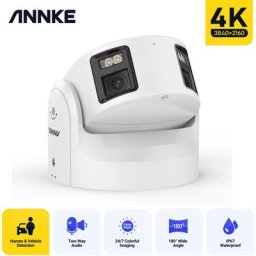 Caméra de sécurité extérieure panoramique PoE à double objectif, résolution 6MP, ultra grand angle