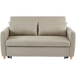Canapé droit laura en tissu beige convertible 3 places - Beige