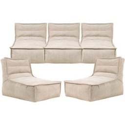 Pouf Modulable en Velours Côtelé Otto, Lot de 5, Pouf Fauteuil de Salon xxl, Beige - Beige - Icon