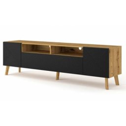 Bim1 - meuble tv meuble tv meuble tv salon luxi 195x42x56cm chêne noir mat