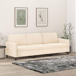 Canapé Relax Salon - Moderne Canapé à 3 places Crème 210 cm Velours,228x77x80 cm