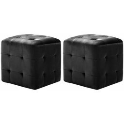 2 pcs Poufs Noir 30 x 30 x 30 cm Tissu velours vidaXL - Black