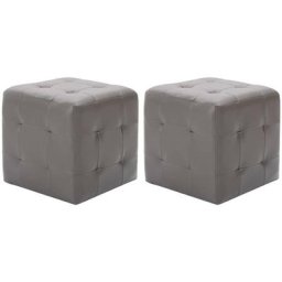 2 pcs Poufs Gris 30 x 30 x 30 cm Similicuir Vidaxl Grey