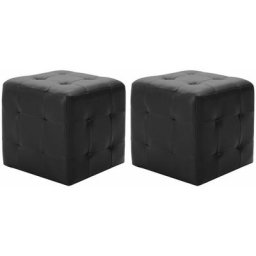 Poufs 2 pcs Noir 30 x 30 x 30 cm Similicuir Vidaxl Black