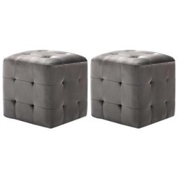 2 pcs Poufs Gris 30 x 30 x 30 cm Tissu velours Vidaxl Grey