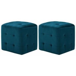 2 pcs Poufs Bleu 30 x 30 x 30 cm Tissu velours Vidaxl Blue