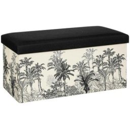 Pouf pliant Benicio - bois - noir et blanc Atmosphera créateur d'intérieur - Noir et blanc