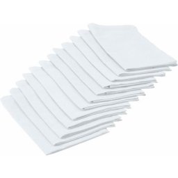 Lot de 12 serviettes de table coloris Blanc - Dim : l. 44 x l. 44 cm