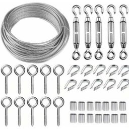 Kit de câble métallique en acier inoxydable de 30 m/2 mm avec tendeur de fil robuste M5, kit de