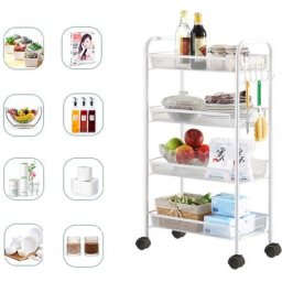 Skecten - Desserte à Roulettes, Chariot de Service avec 4 Etagères, 4 Roues pour Cuisine, Dortoir,
