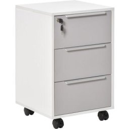 Caisson de bureau rangement bureau sur roulettes 3 tiroirs verrouillables 2 clés fournies panneaux