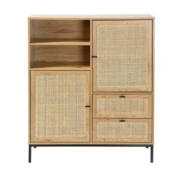 Buffet Haut avec Façades en Rotin Naturel - L100 x H120 cm - Casâme - Bois