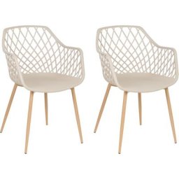 Beliani - Lot de 2 Chaises de Repas en Matière Synthétique Beige Treillis Ajouré Nashua - Beige